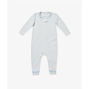 NEW OSO & ME kid's ziggy zip mini stripe romper in dusty blue